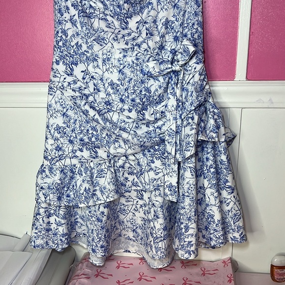 Blue and White Floral Dress - Picture 4 of 7